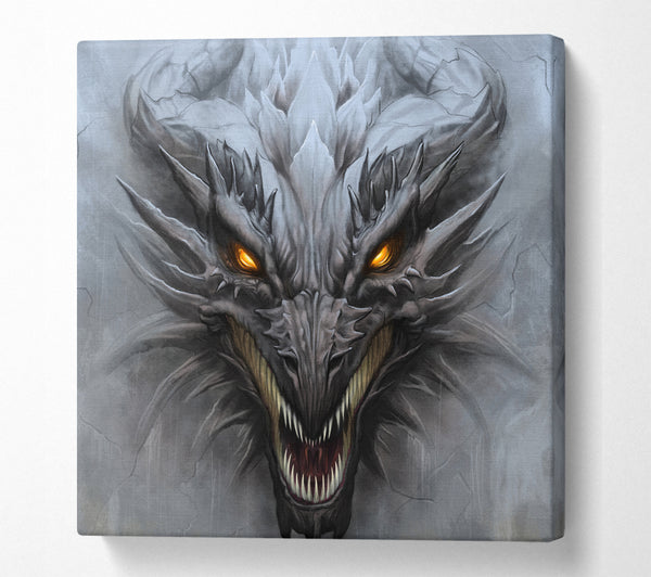 A Square Canvas Print Showing The Evil Dragon Face Square Wall Art