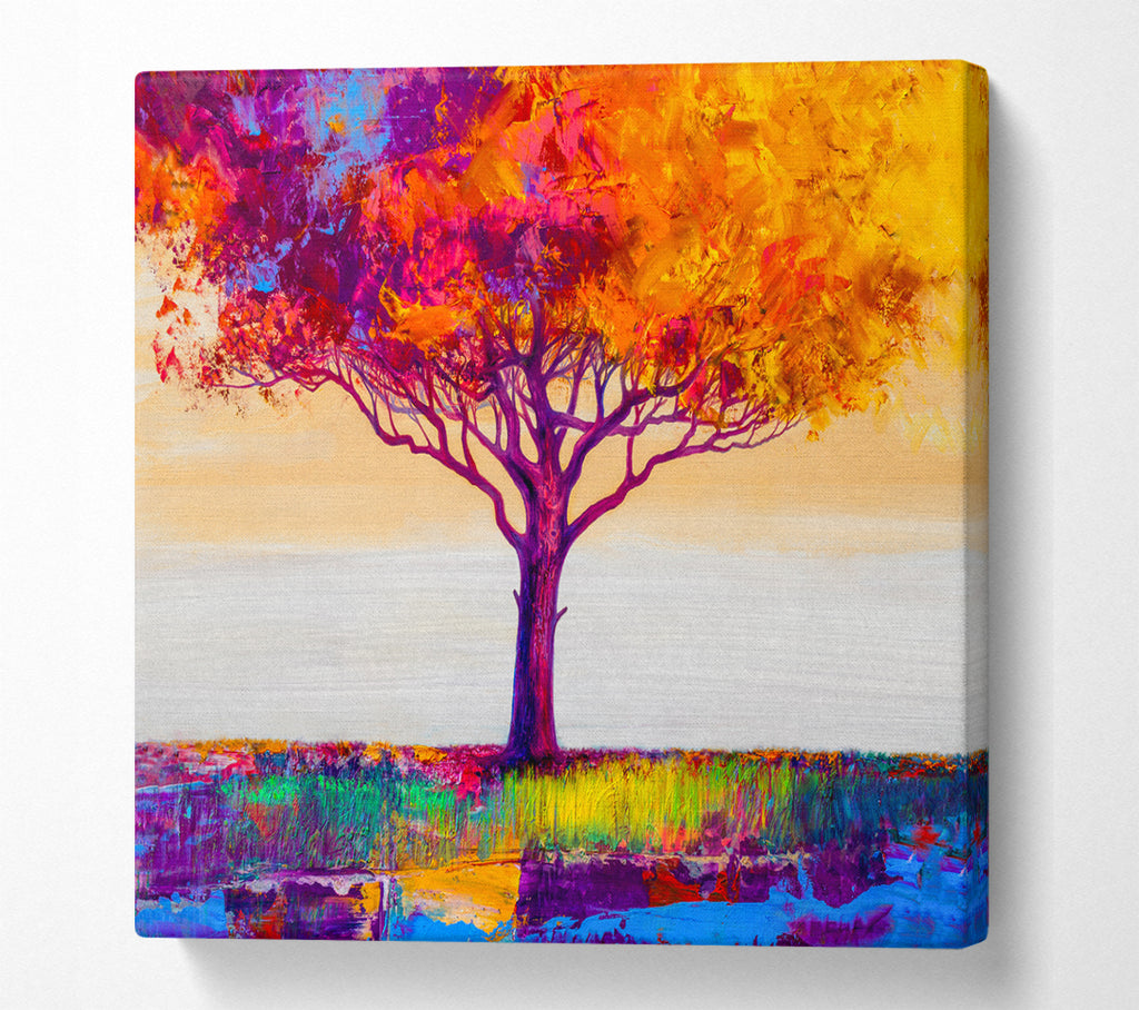 A Square Canvas Print Showing The Orange Tree Paradise Square Wall Art