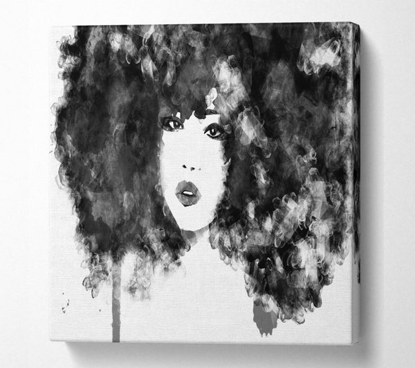 A Square Canvas Print Showing Black Big Hair Square Wall Art