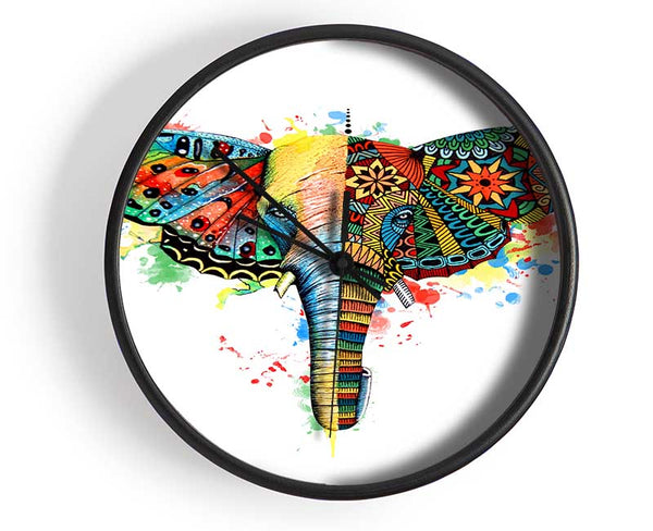 Elephant Ear Butterfly Clock - Wallart-Direct UK