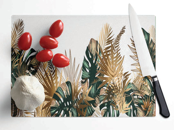 The Gold Leaf Cheese Plant Glass Chopping Board