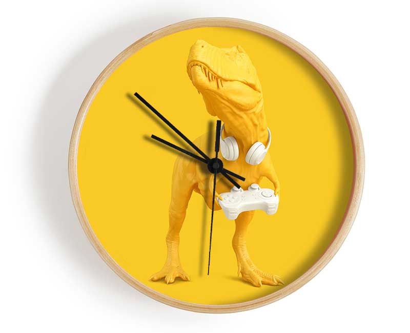 Yellow Dinosaur Gamer Clock - Wallart-Direct UK