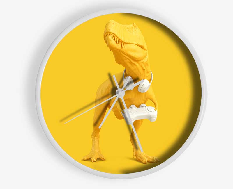 Yellow Dinosaur Gamer Clock - Wallart-Direct UK