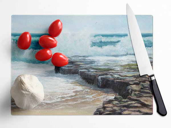 Waves Hitting The Rocks Glass Chopping Board