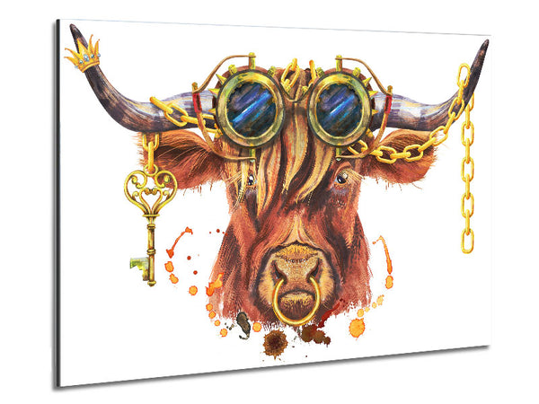 The Highland Cow Goggles Metal Print