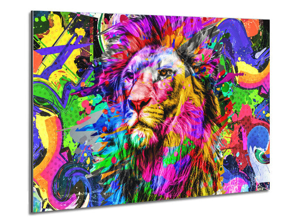 Rainbow Vivid Lion Metal Print