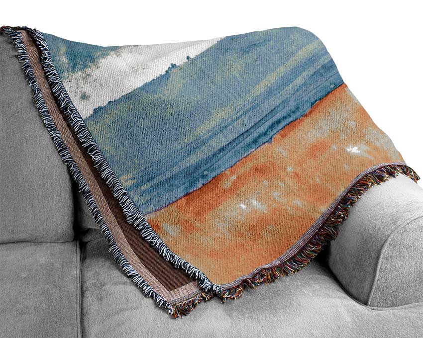 Woman Looking Out To Sea Woven Blanket