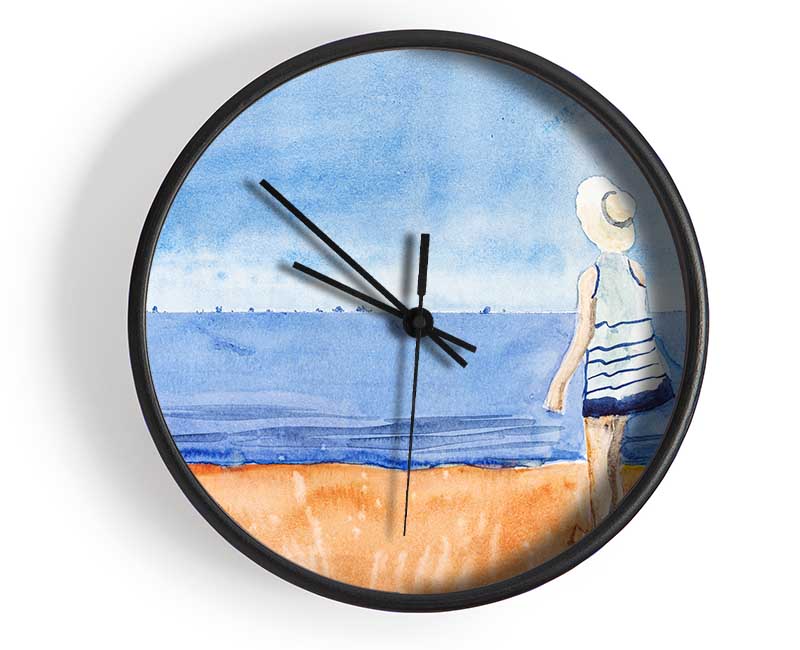 Woman Looking Out To Sea Clock - Wallart-Direct UK