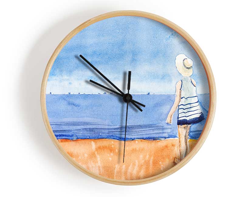 Woman Looking Out To Sea Clock - Wallart-Direct UK