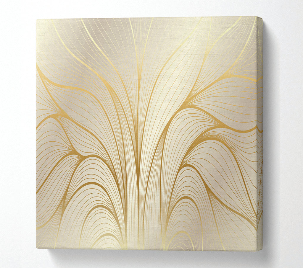 A Square Canvas Print Showing Gold Leaf Lines Square Wall Art