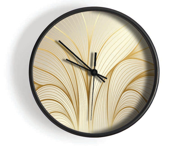 Gold Leaf Lines Clock - Wallart-Direct UK