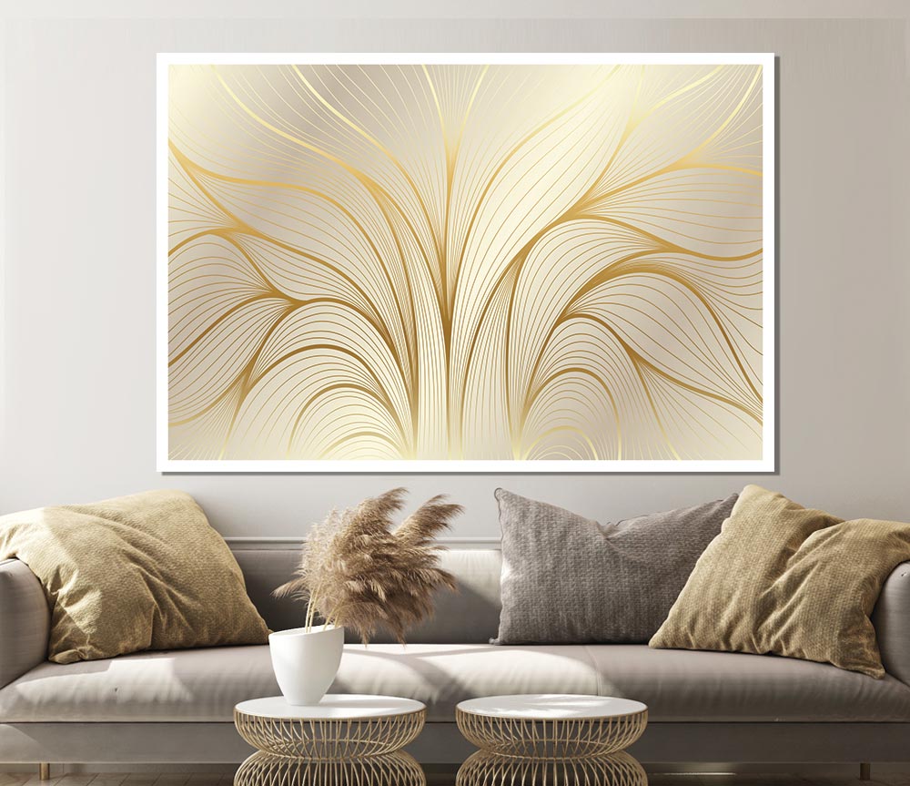 Gold Leaf Lines Print Poster Wall Art