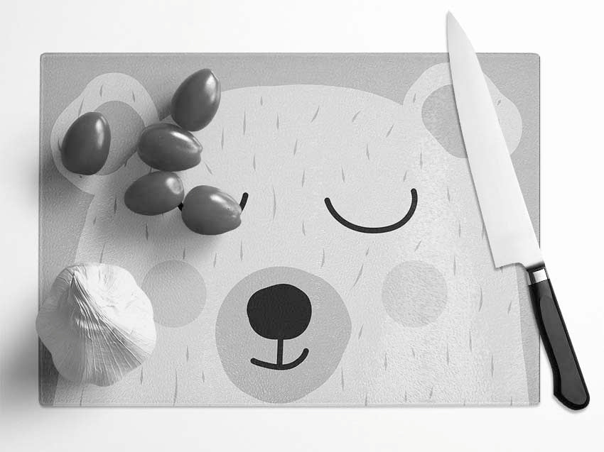 The Cute Bear Head Grey Glass Chopping Board