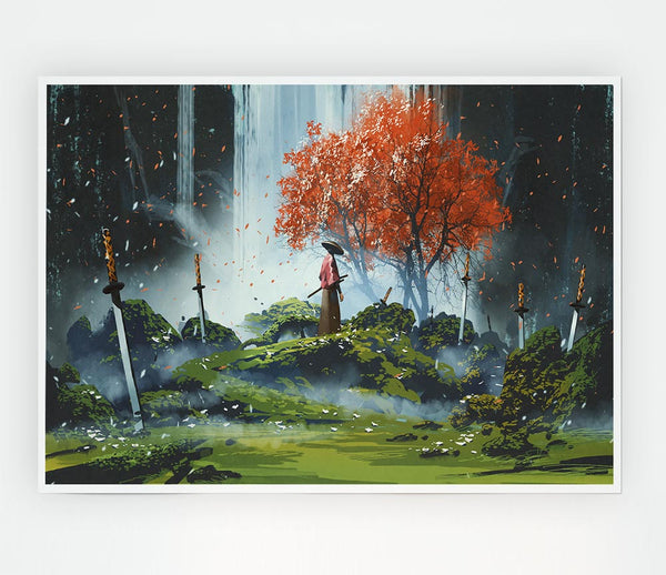 The Warrior Autumn Trees Print Poster Wall Art