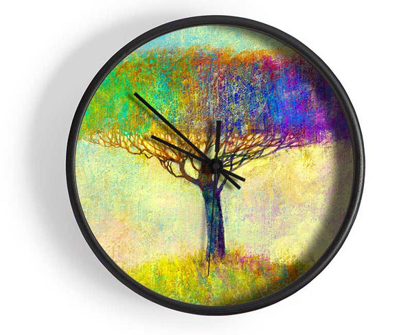 The Yellow To Blue Tree Clock - Wallart-Direct UK