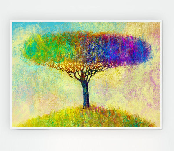 The Yellow To Blue Tree Print Poster Wall Art