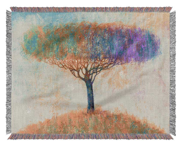 The Yellow To Blue Tree Woven Blanket