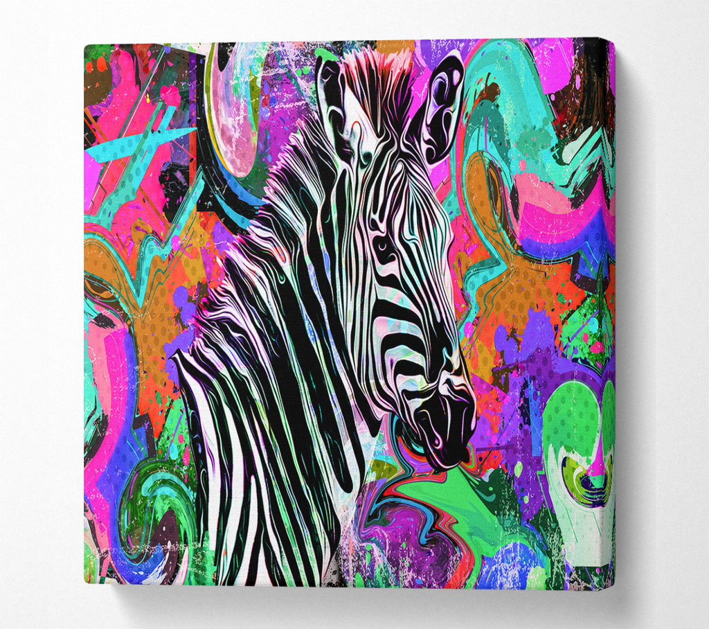 A Square Canvas Print Showing The Urban Zebra Square Wall Art