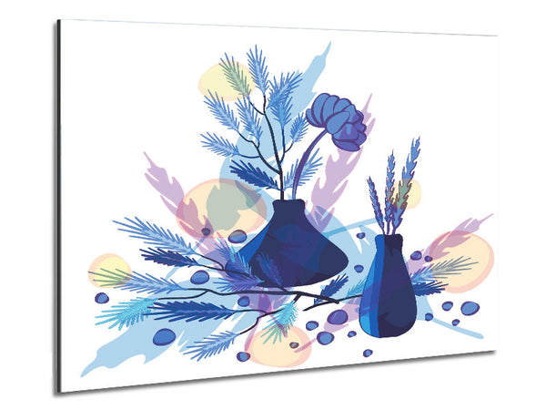 Zwei blaue Blumenvasen