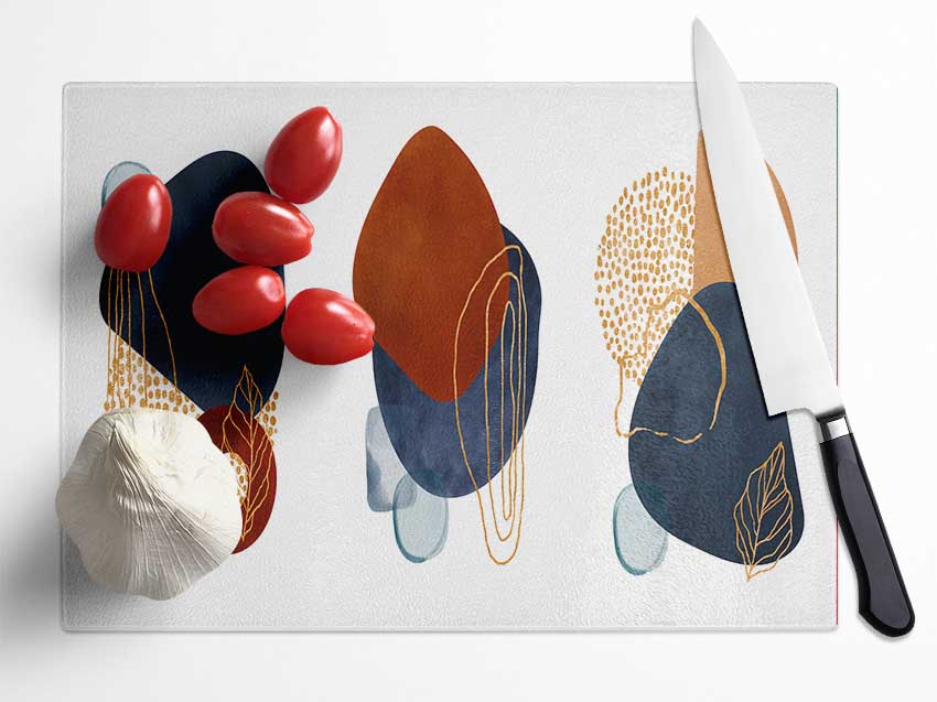Three Abstract Shapes Decor Glass Chopping Board