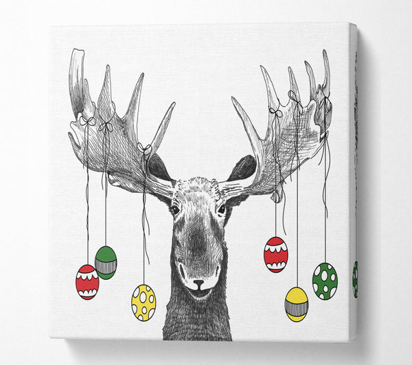 A Square Canvas Print Showing The Moosey Christmas Square Wall Art