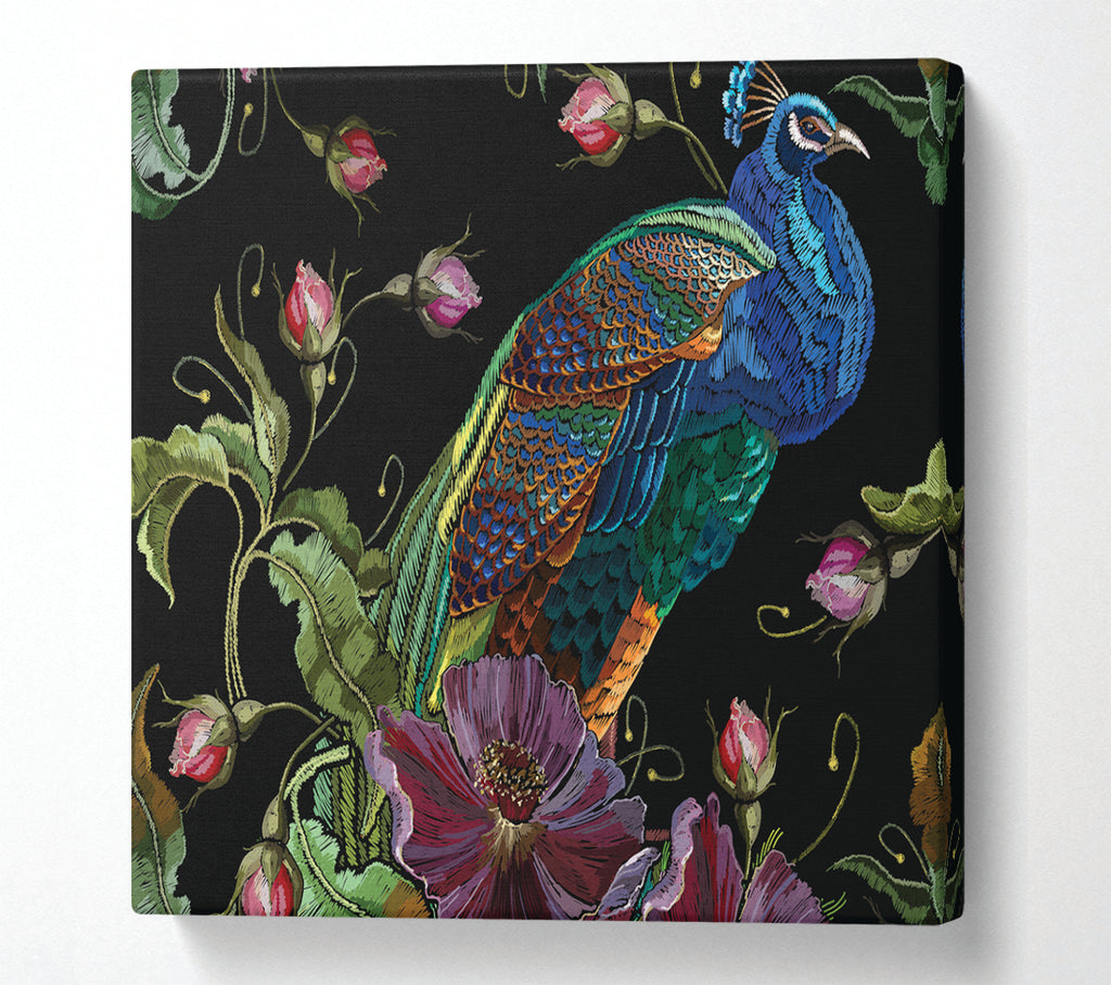 A Square Canvas Print Showing The Beautiful Peacock Nest Square Wall Art