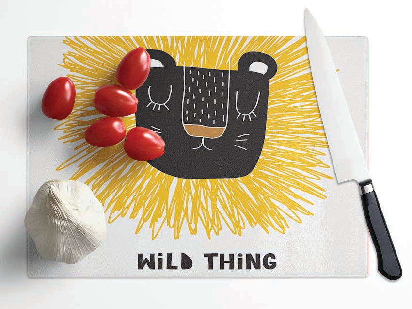 Wild Thing Lion Glass Chopping Board