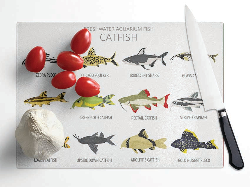Catfish Chart Glass Chopping Board