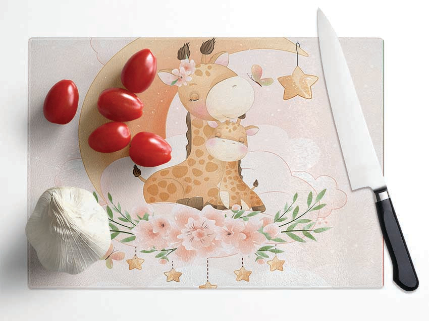 The Giraffe And Moon Glass Chopping Board