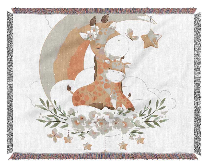 The Giraffe And Moon Woven Blanket