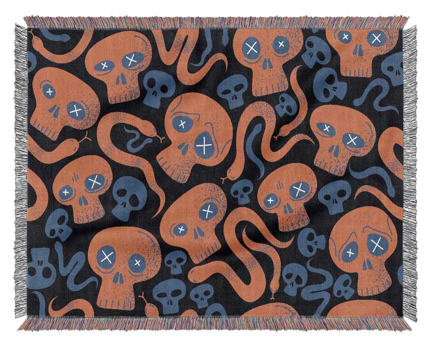 Red Skull And Snakes Woven Blanket