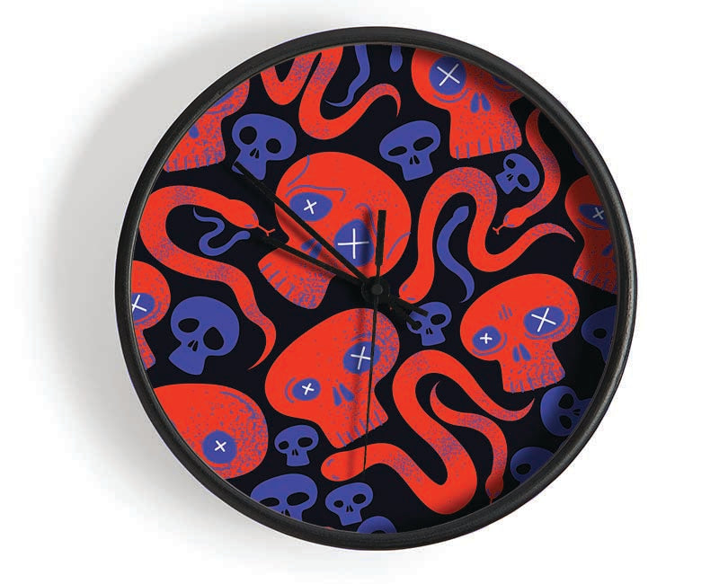 Red Skull And Snakes Clock - Wallart-Direct UK