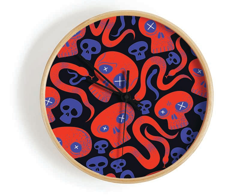 Red Skull And Snakes Clock - Wallart-Direct UK