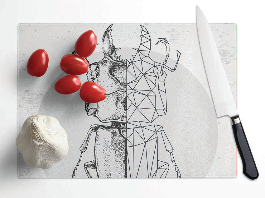 The Stag Beetle Sketch Glass Chopping Board