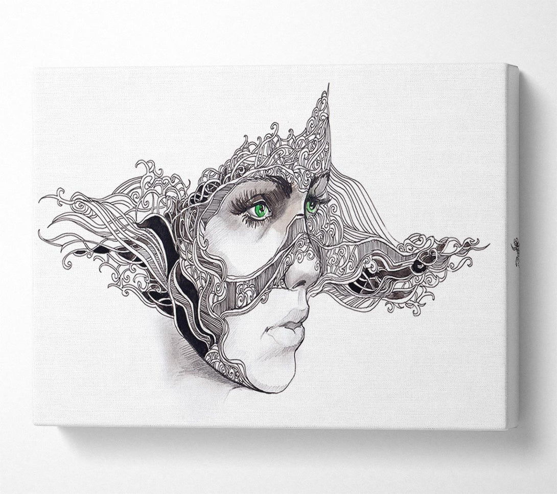 Picture of Woman Face Scribble 2 Canvas Print Wall Art