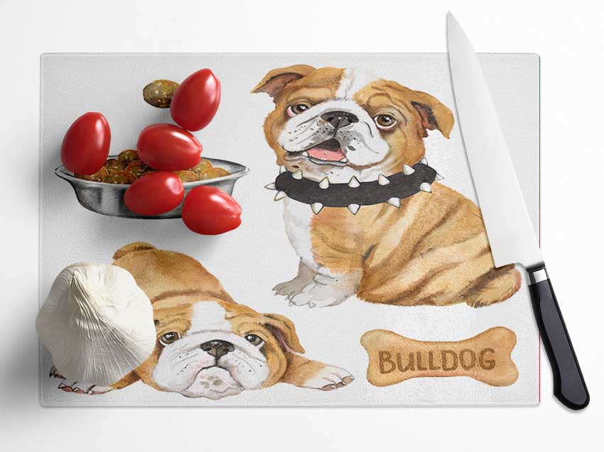 The Bull Dog Pup Glass Chopping Board