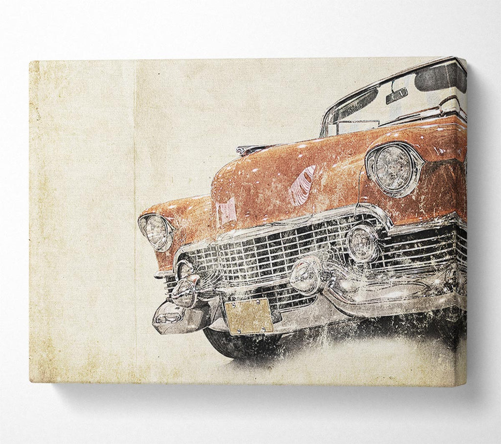 Picture of American Muscle Car Watercolour Canvas Print Wall Art