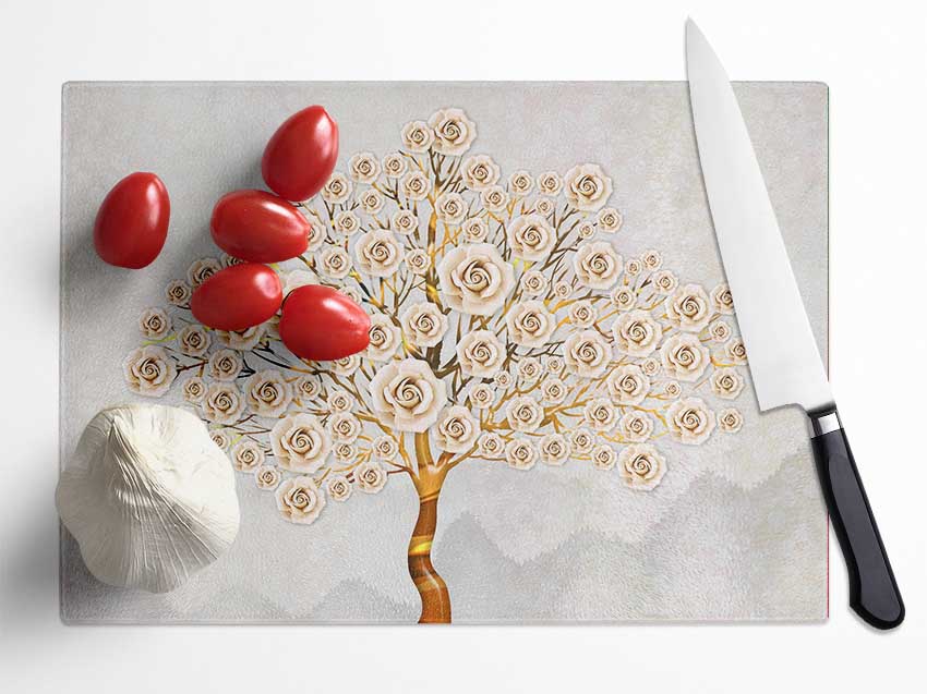 Huge Rose Tree Glass Chopping Board