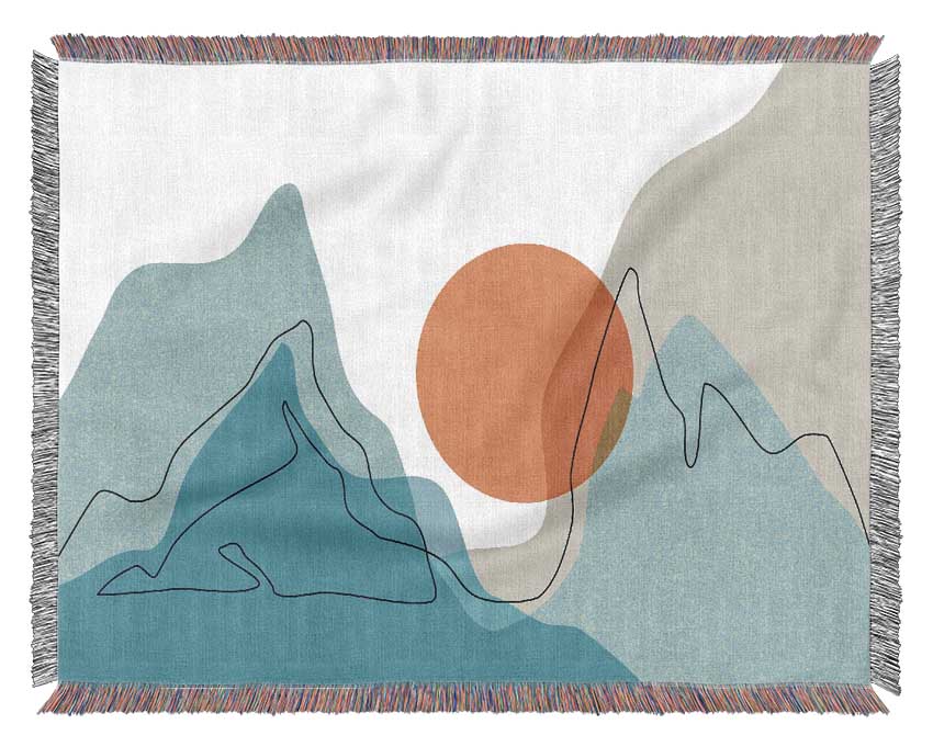 The Sun And Mountain Scene Woven Blanket