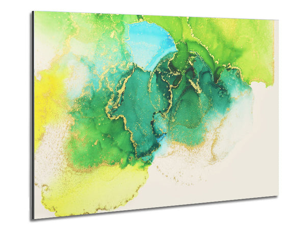 The Green And Blue Gold Wash Metal Print