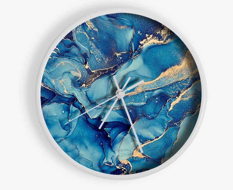 Deep Dark Blue Glitter Clock - Wallart-Direct UK