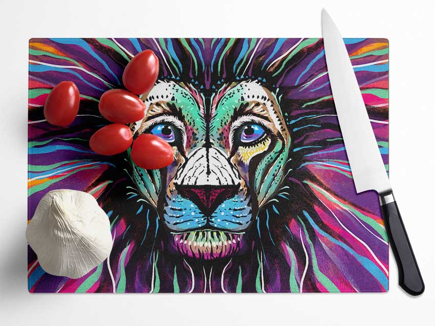 The Lion Rainbow Face Glass Chopping Board