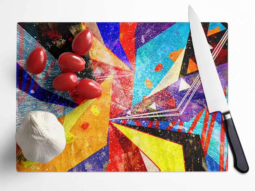 Triangles Of Life Pattern Glass Chopping Board