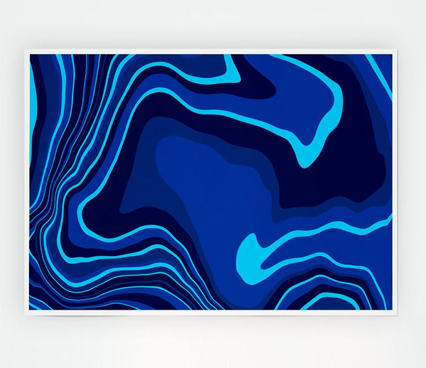 Blue Ocean Shapes Print Poster Wall Art