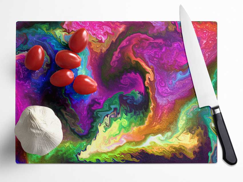 The Vivid Universe Explosion Glass Chopping Board