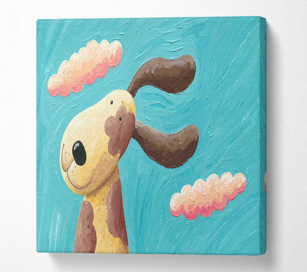 A Square Canvas Print Showing The Dog In The Wind Square Wall Art