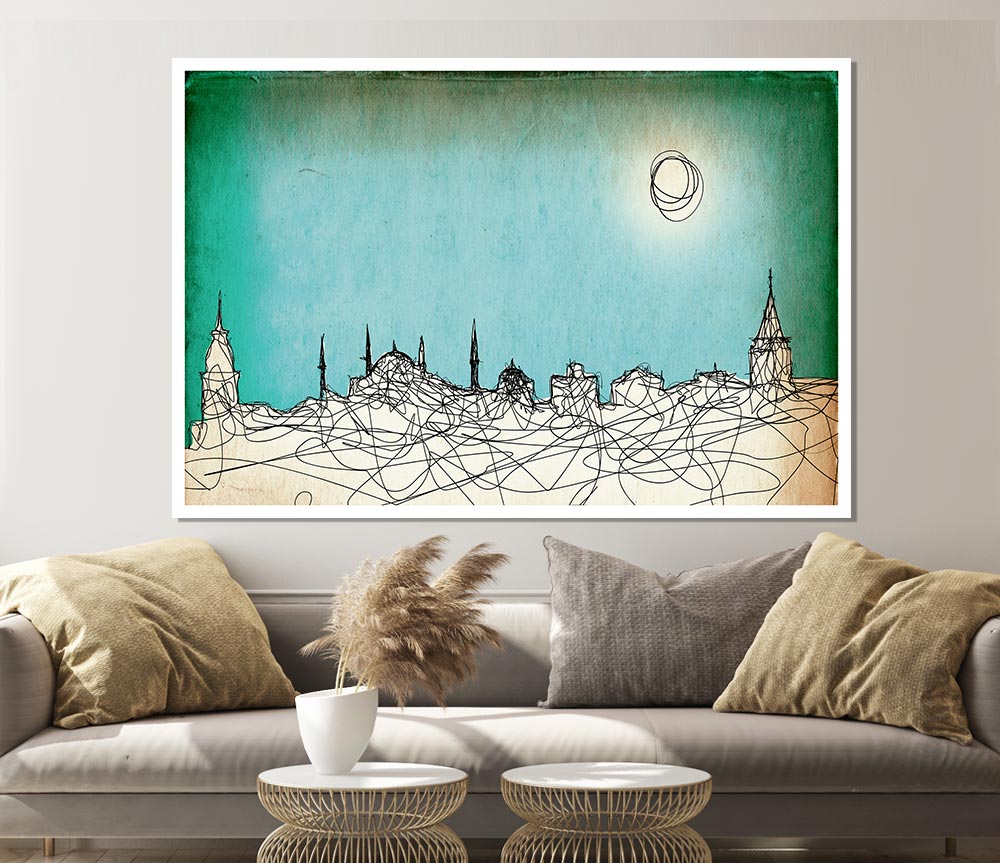 Where The Sun Sets Over Town Print Poster Wall Art