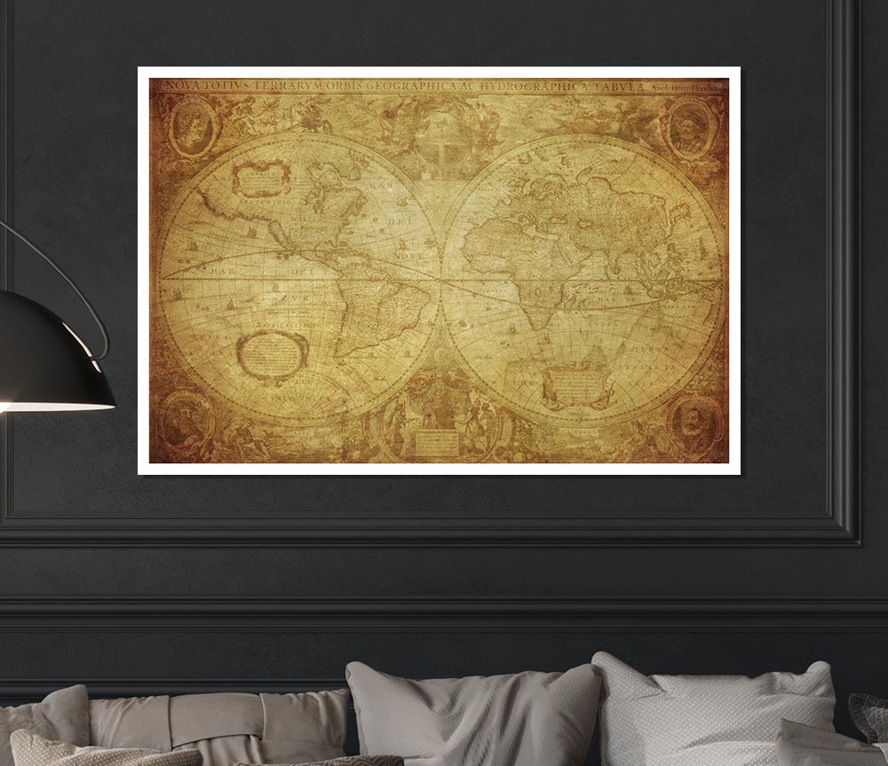 The Map Of The World Vintage Print Poster Wall Art