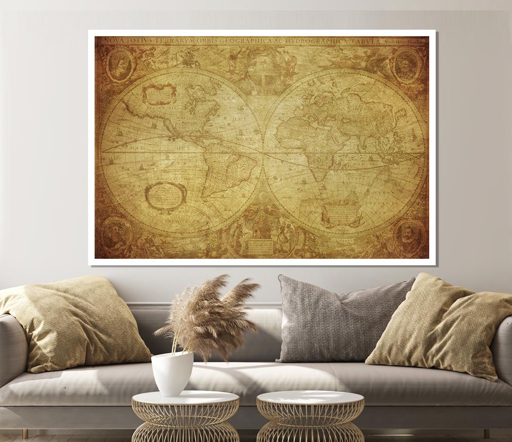 The Map Of The World Vintage Print Poster Wall Art