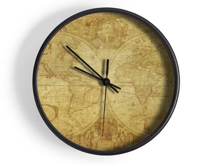 The Map Of The World Vintage Clock - Wallart-Direct UK